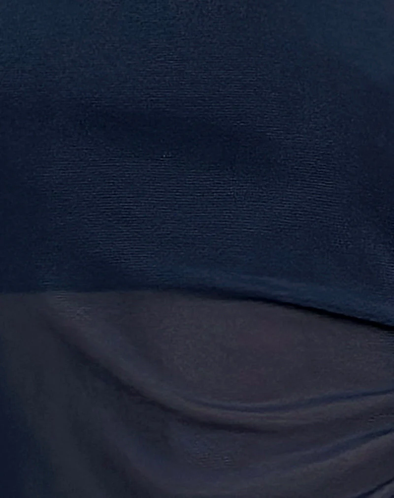 Narcissa Asymmetric Long Sleeve Top in Mesh Navy - Image 5
