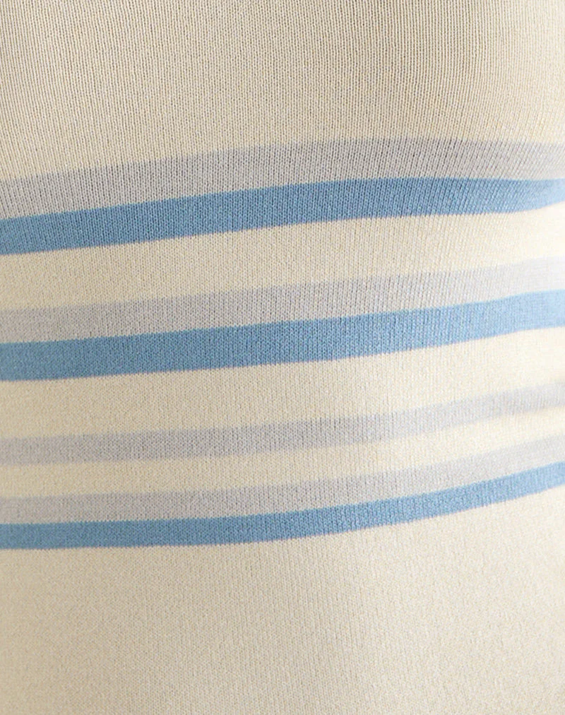 Natcha Vest Top in Cream with Blue and Grey Stripes - Image 6
