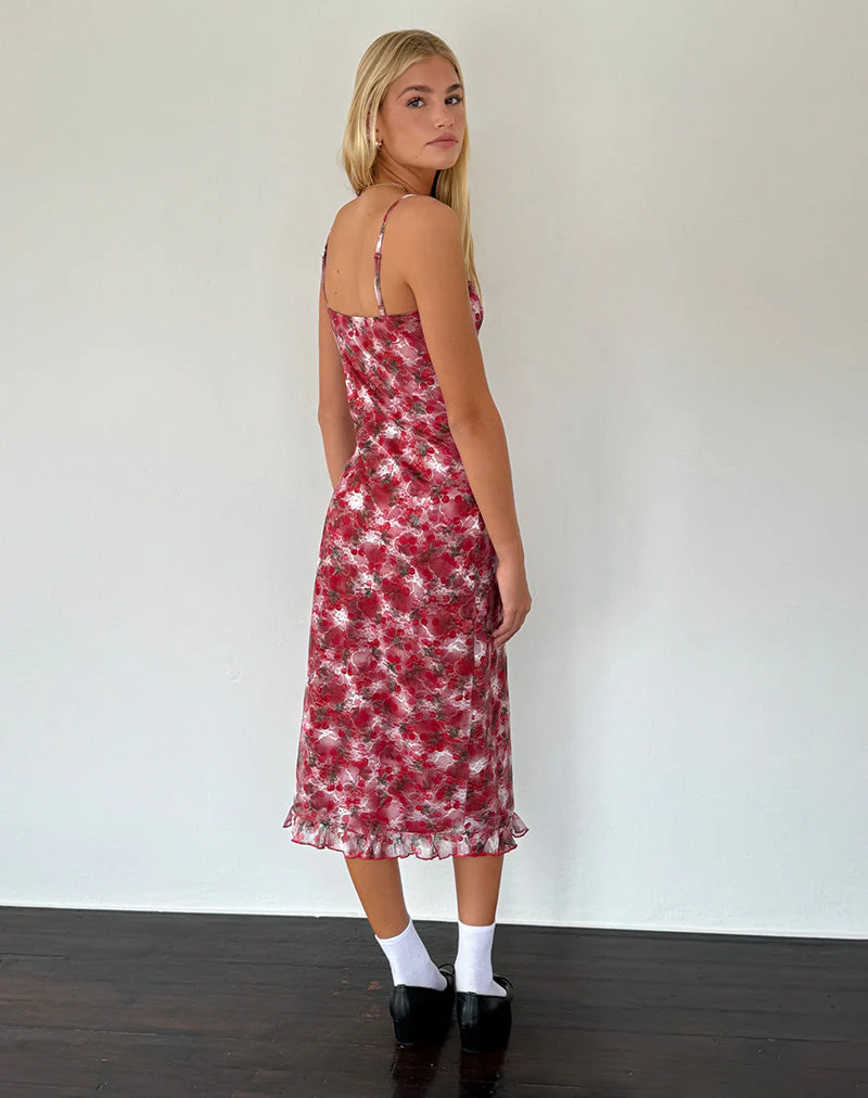 Nawari Midi Dress in Printed Lace Cherry - Image 5