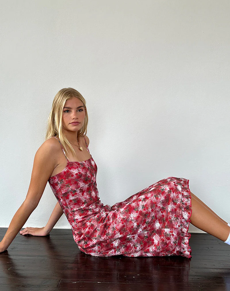 Nawari Midi Dress in Printed Lace Cherry - Image 6