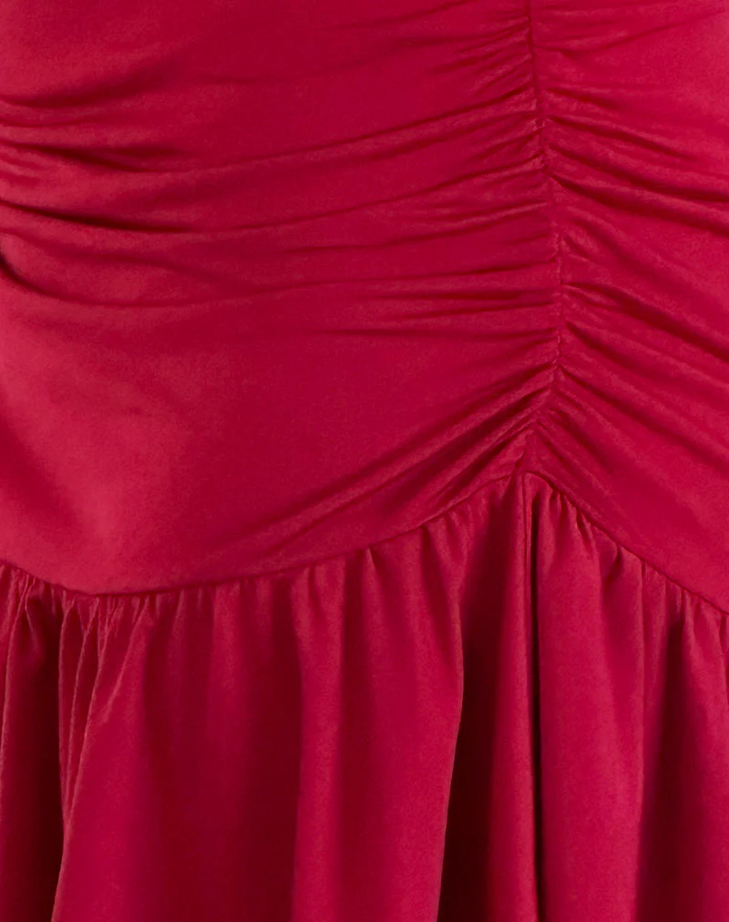 Nefeli Mini Skirt in Lycra Slinky Red - Image 6