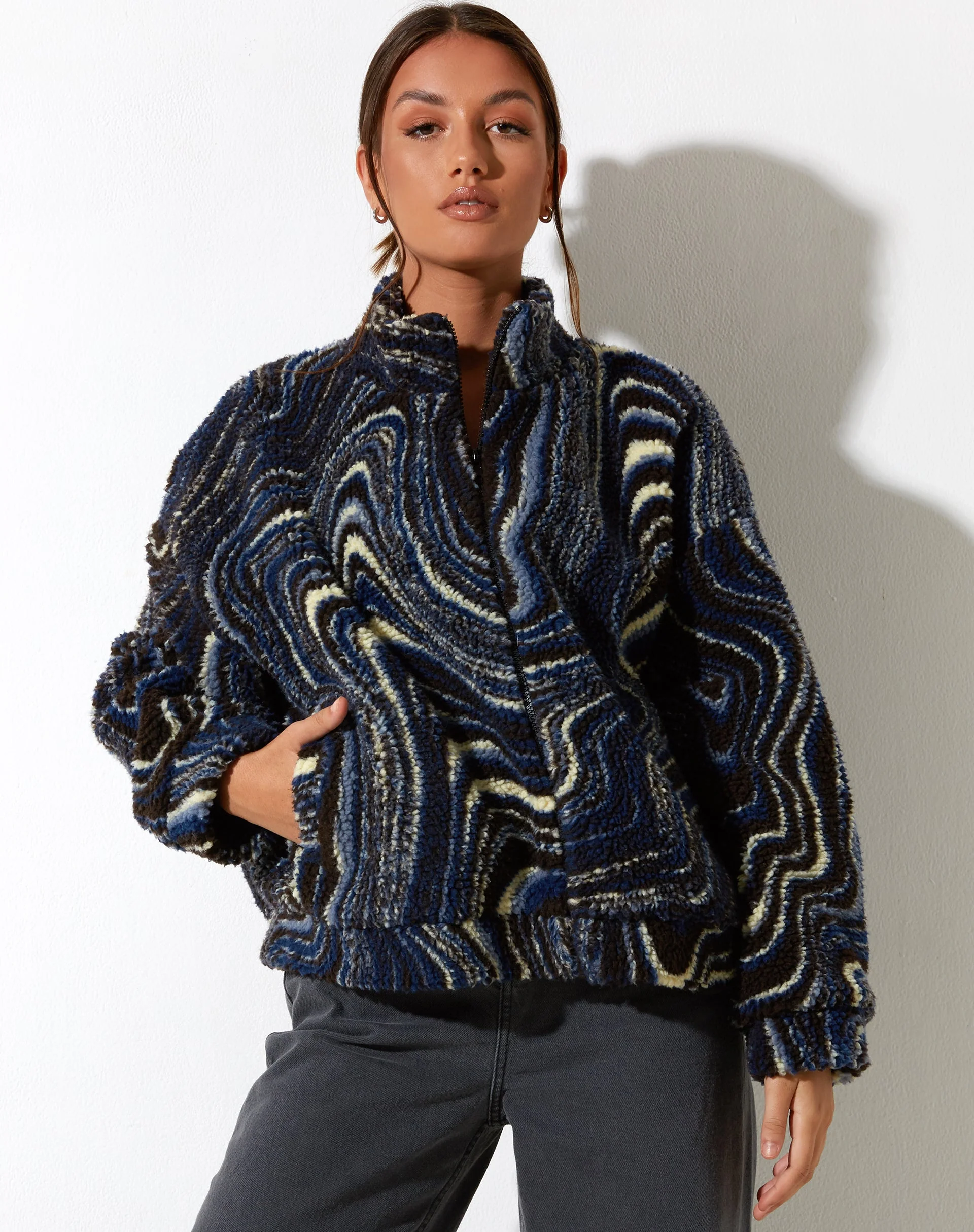 Nereo Jacket in Ripple Blue Black and Ivory - Image 6