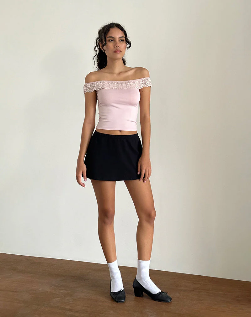 Nesel Bardot Top in Slinky Baby Pink - Image 2