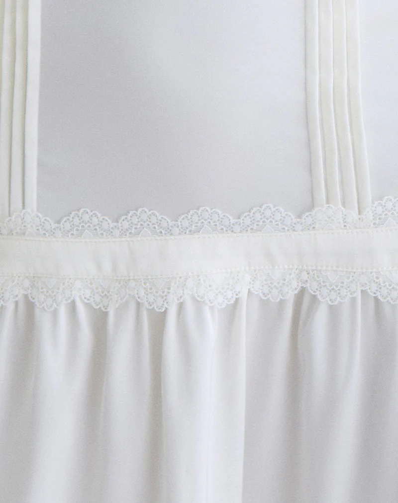 Nesha Ruffle Satin Mini Dress in White - Image 6