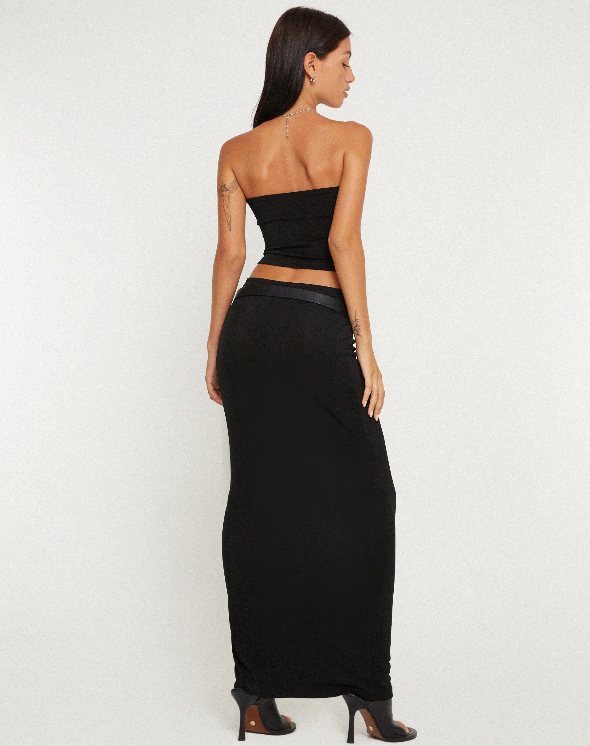 Tulus Low Rise Maxi Skirt in Black - Image 3