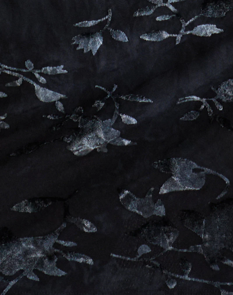 Nidya Mini Skirt in Leaf Velvet Dark Blue - Image 6
