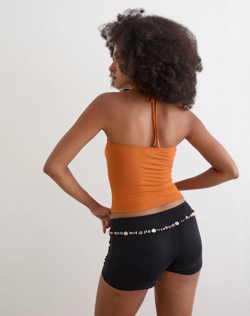 Nilo Micro Short with Shell Trim in Cupro Black - Image 4