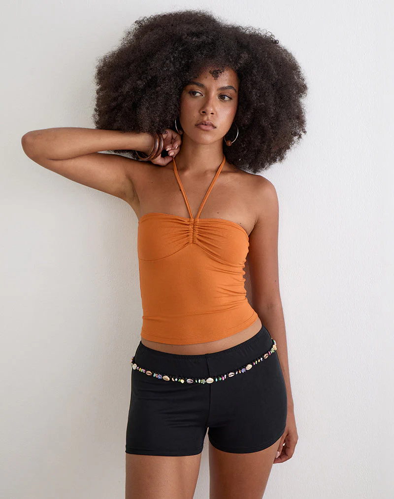 Nilo Micro Short with Shell Trim in Cupro Black - Image 5