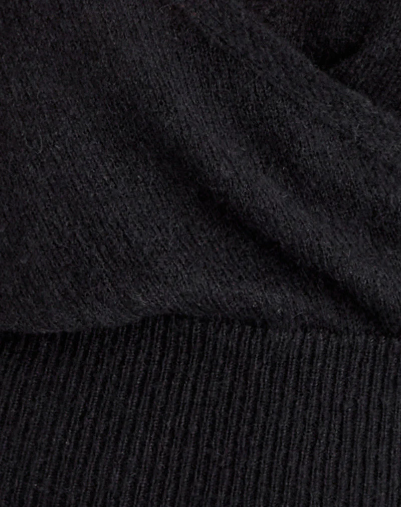 Nilza Wrap Top in Knit Black - Image 6