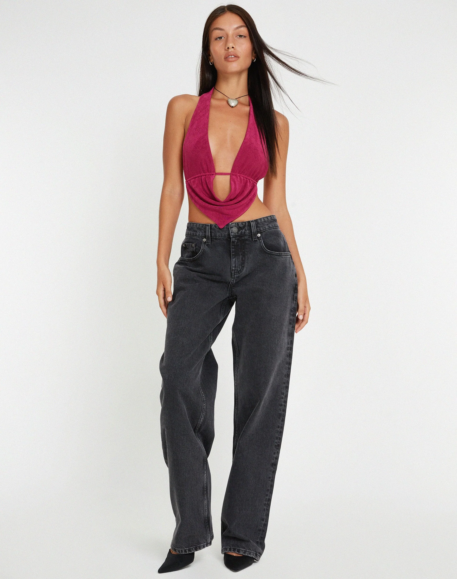 Nindita Halterneck Crop Top in Magenta Purple - Image 5