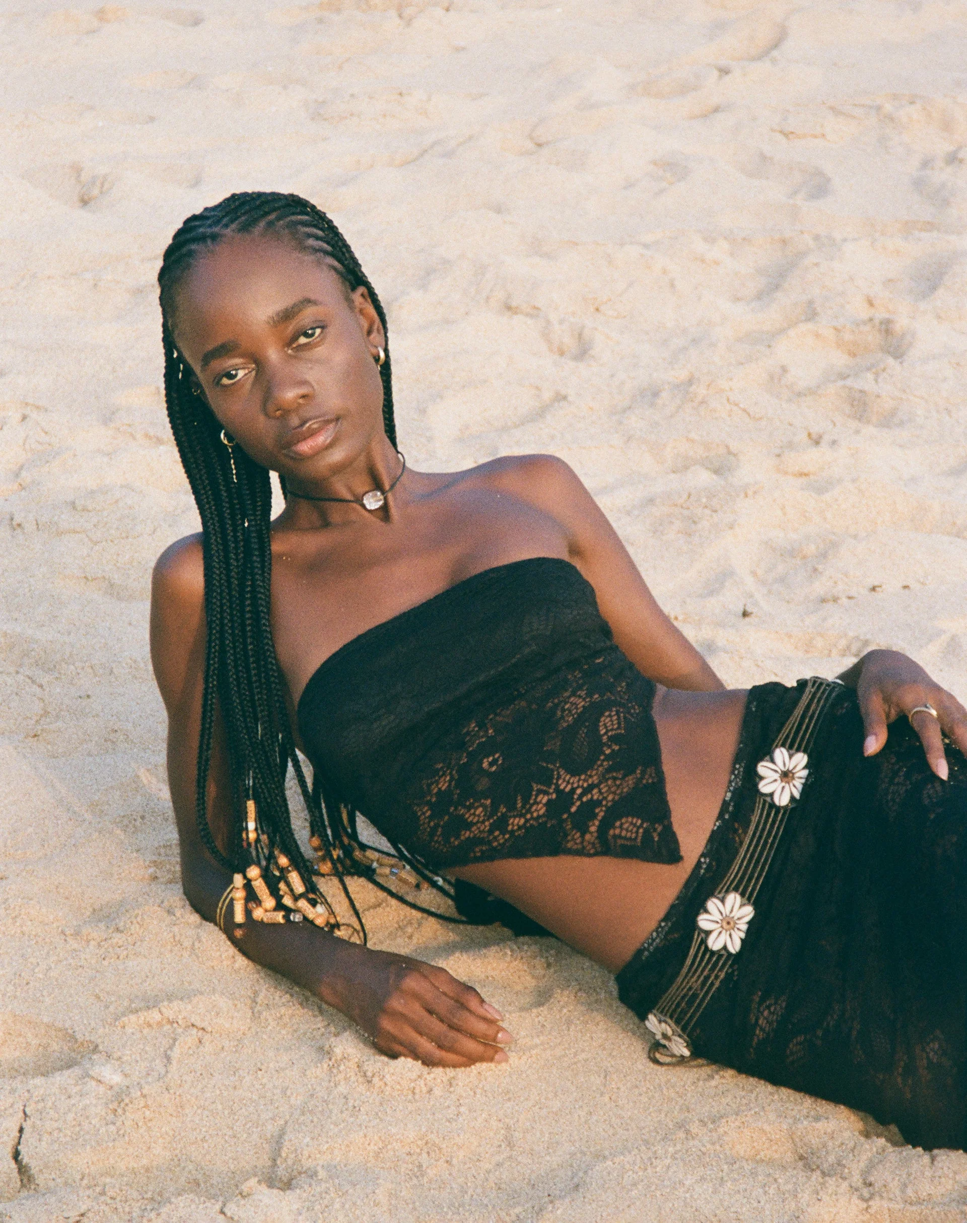 Nirva Bandana Top in Jet Black Lace - Image 2