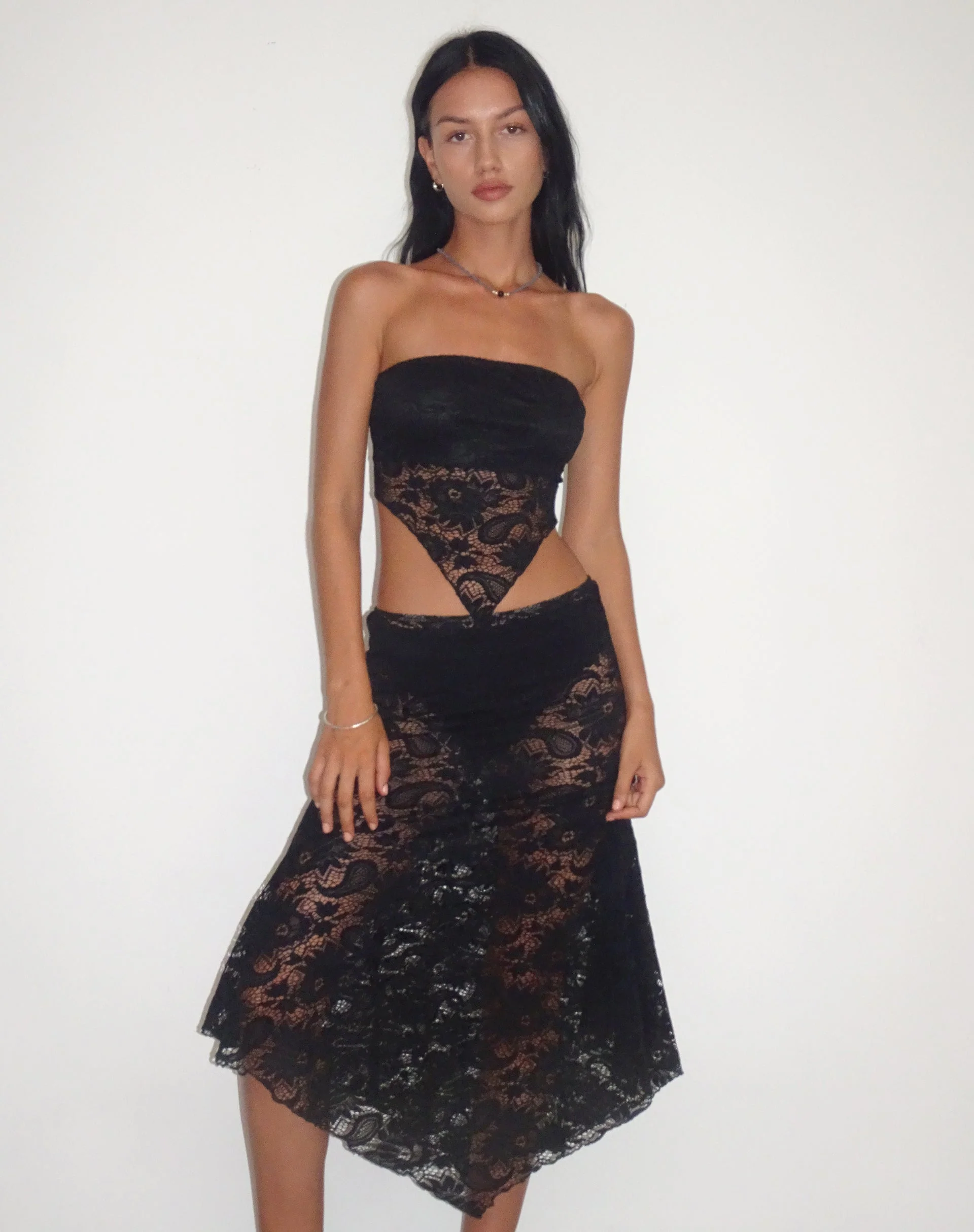 Nirva Bandana Top in Jet Black Lace - Image 3