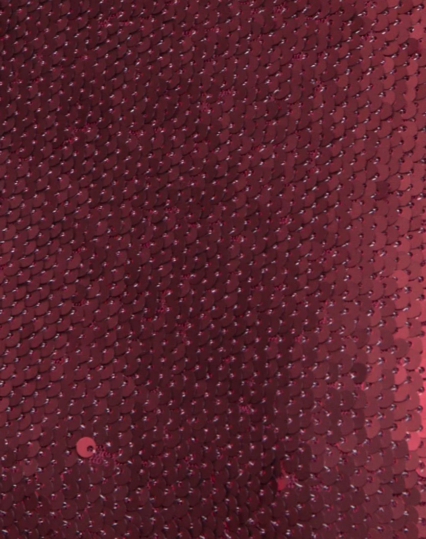 Nix Backless Bodice in Fishcale Matte Sequin Wine - Image 5
