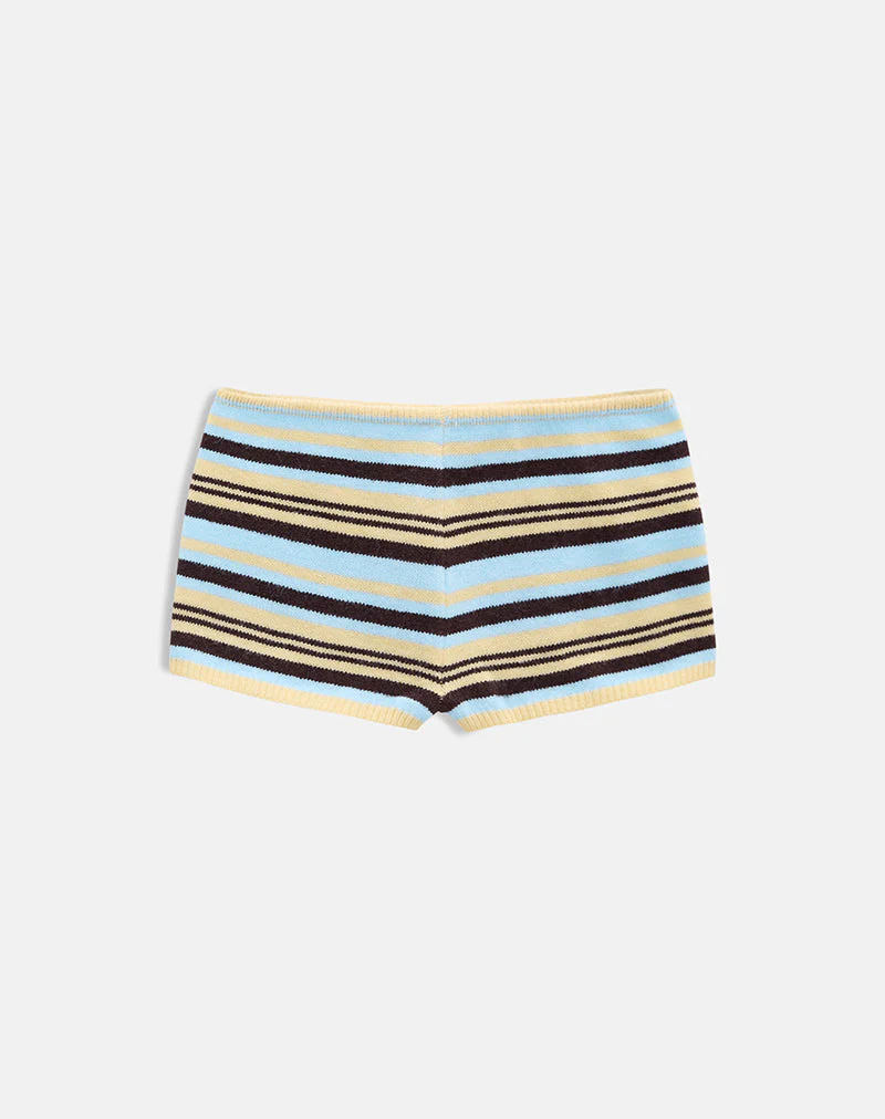 Niyara Short in Stripe Yellow Blue Brown - Image 4