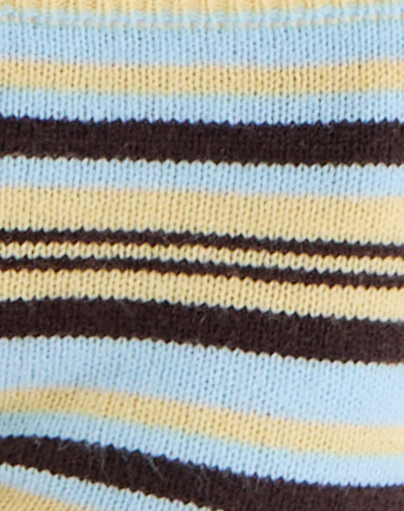 Niyara Short in Stripe Yellow Blue Brown - Image 6
