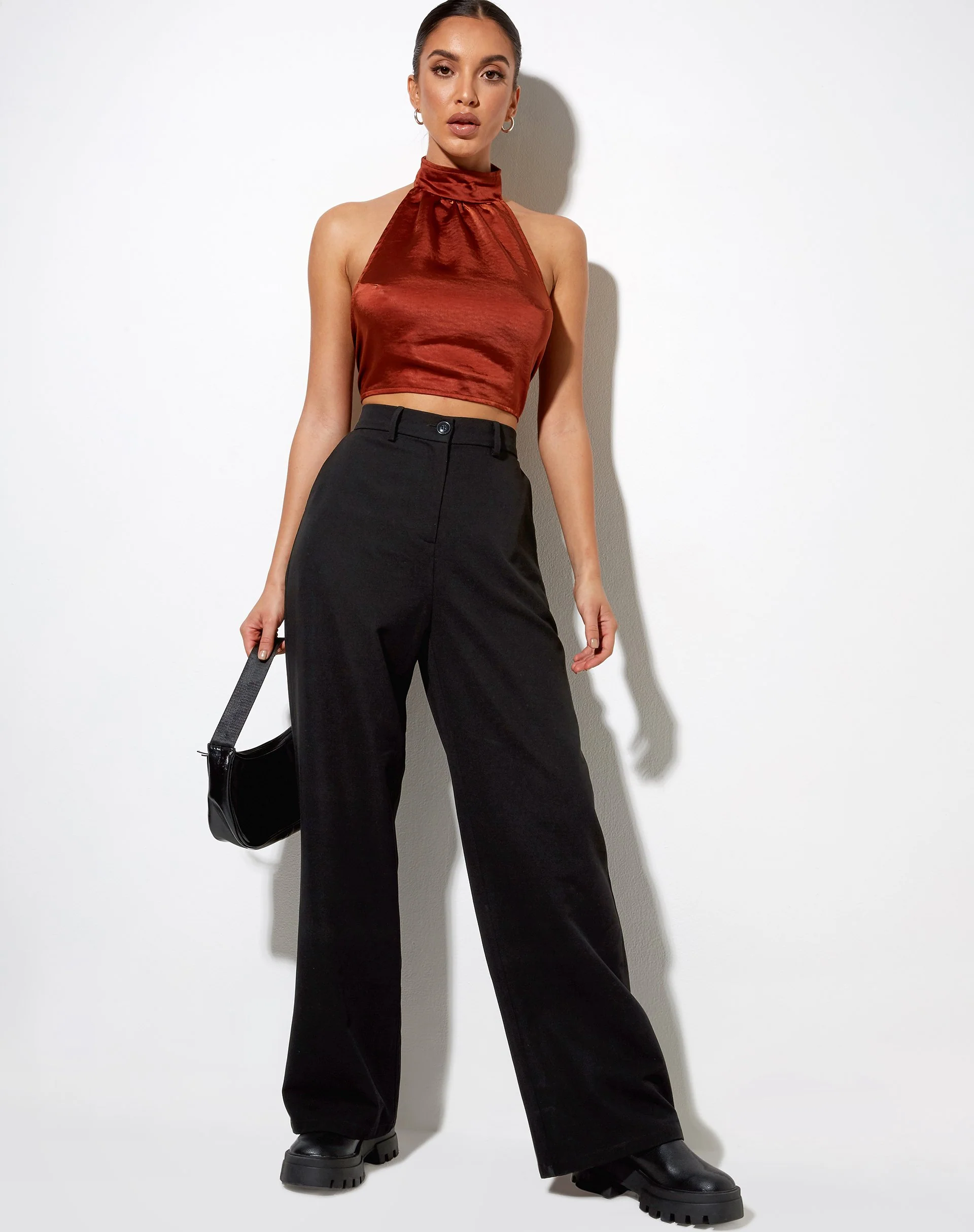 Noela Crop Top in Satin Brick - Image 3