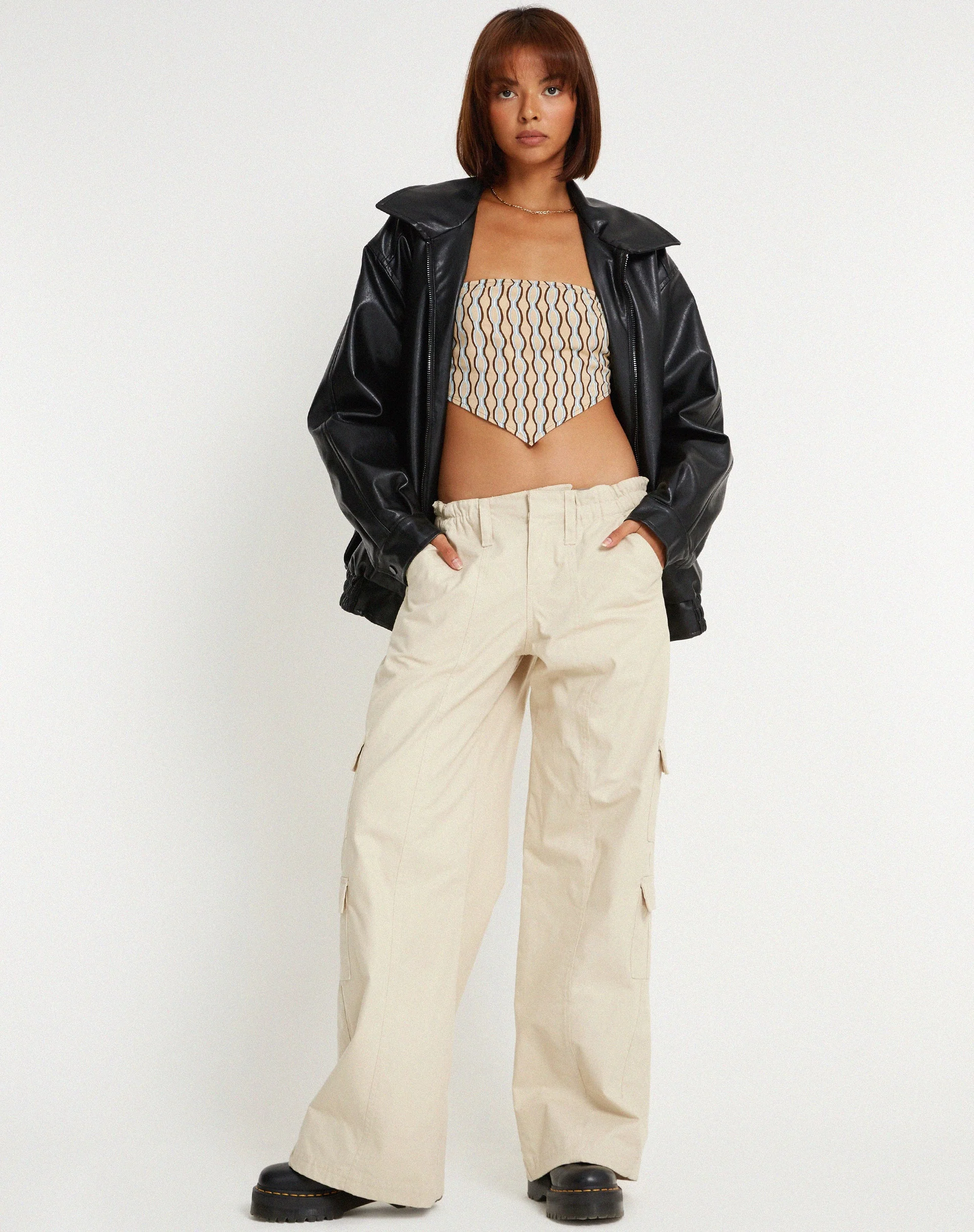 Nolda Crop Top in Preppy Geo Brown - Image 3