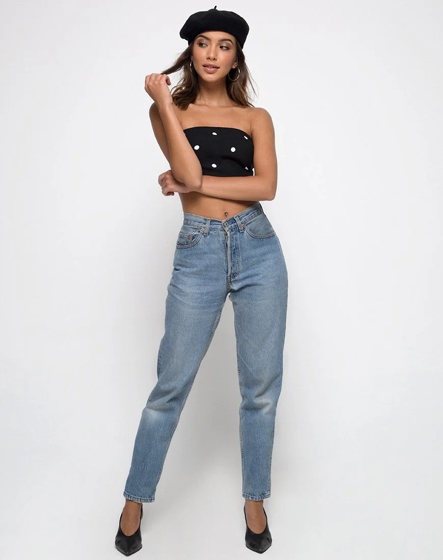 Nolia Tube Top in Black and White Polkadot - Image 3