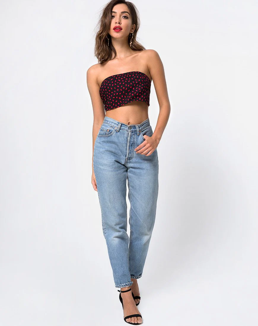 Nolia Tube Top in Mini Diana Dot Black and Red - Image 3