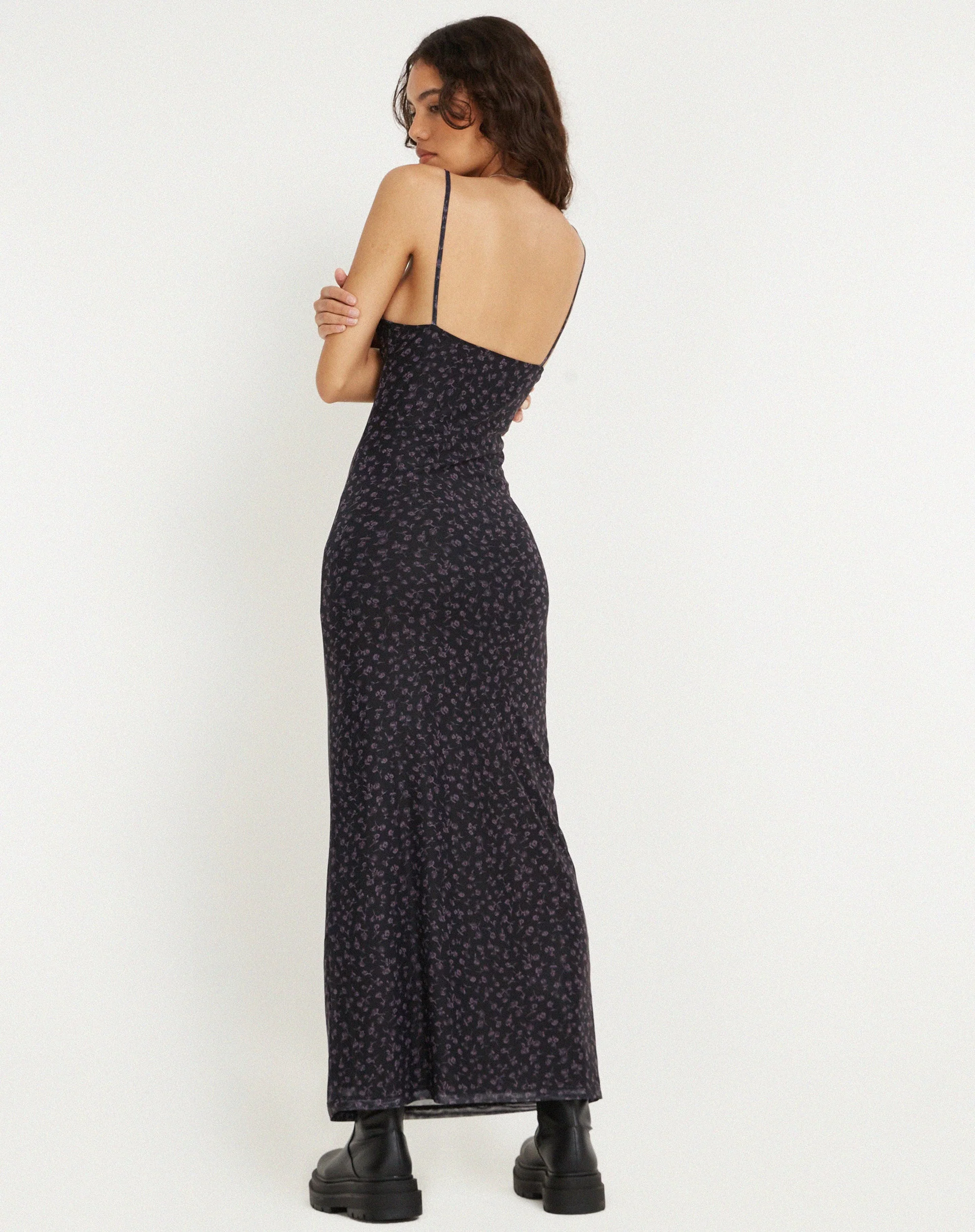 Norila Maxi Dress in Dark Ditsy Rose Black - Image 5