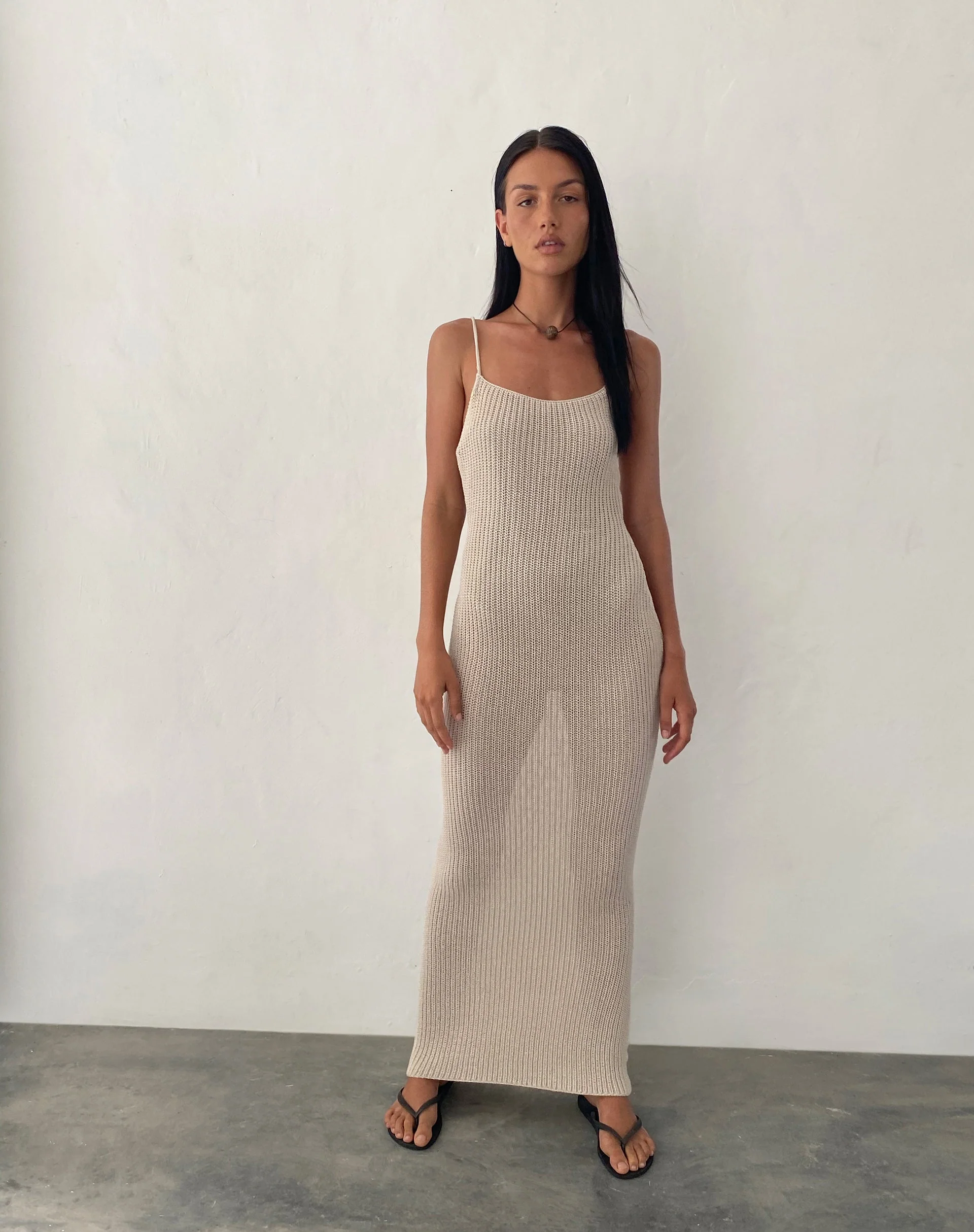 Norila Knitted Maxi Dress in Neutral - Image 2