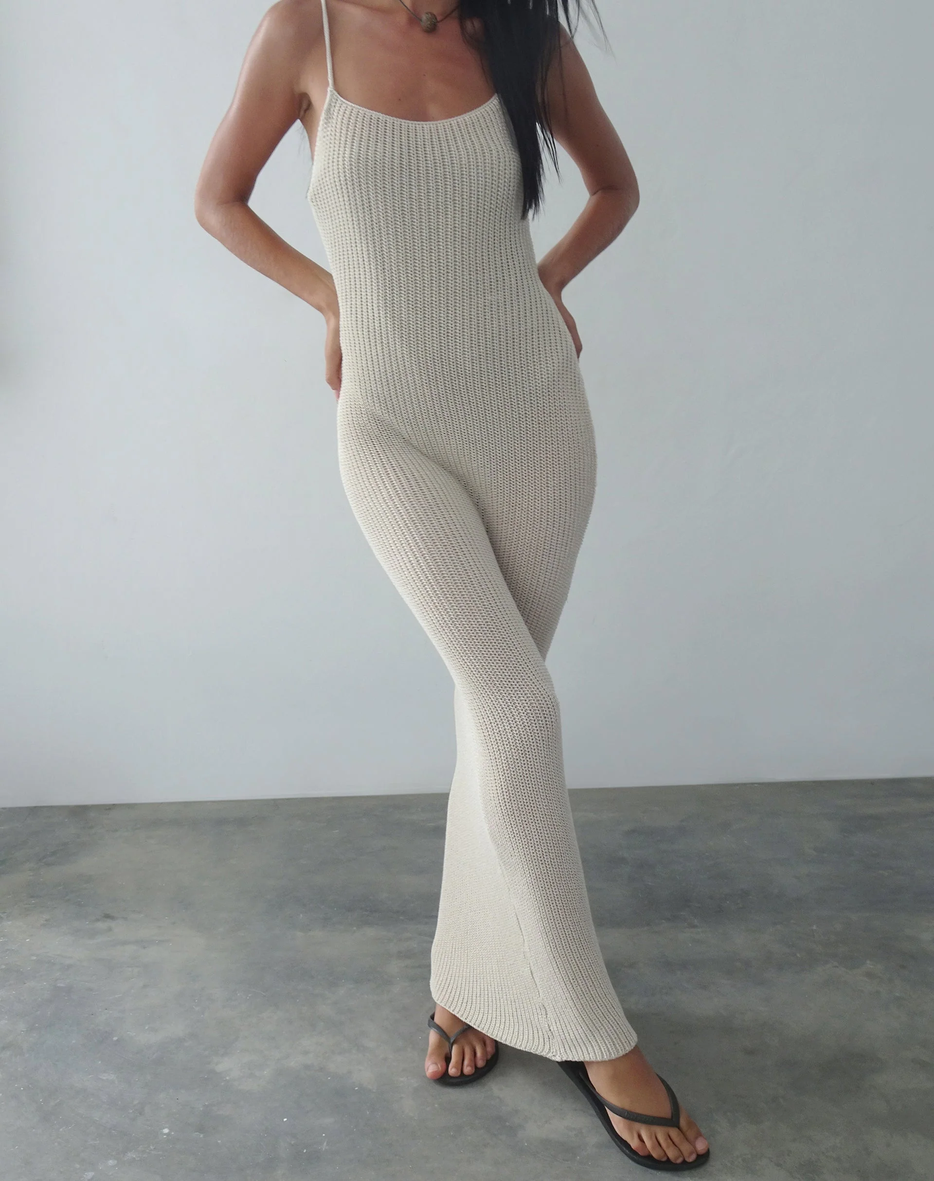 Norila Knitted Maxi Dress in Neutral - Image 6