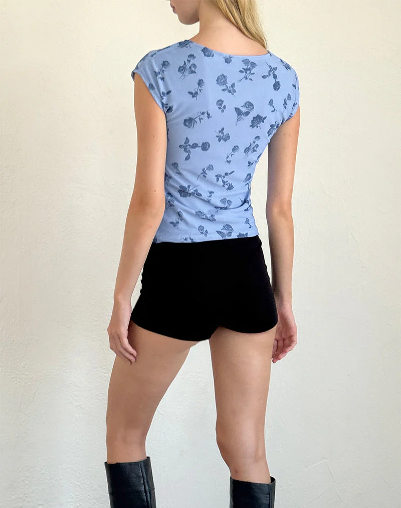 Nova Top in Inky Blue Floral Mesh - Image 4