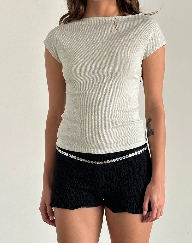 Nova Top in Shimmer Rib Ivory - Image 2
