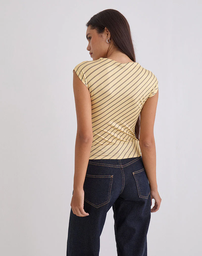 Nova Slinky Top in Yellow Diagonal Stripe - Image 4