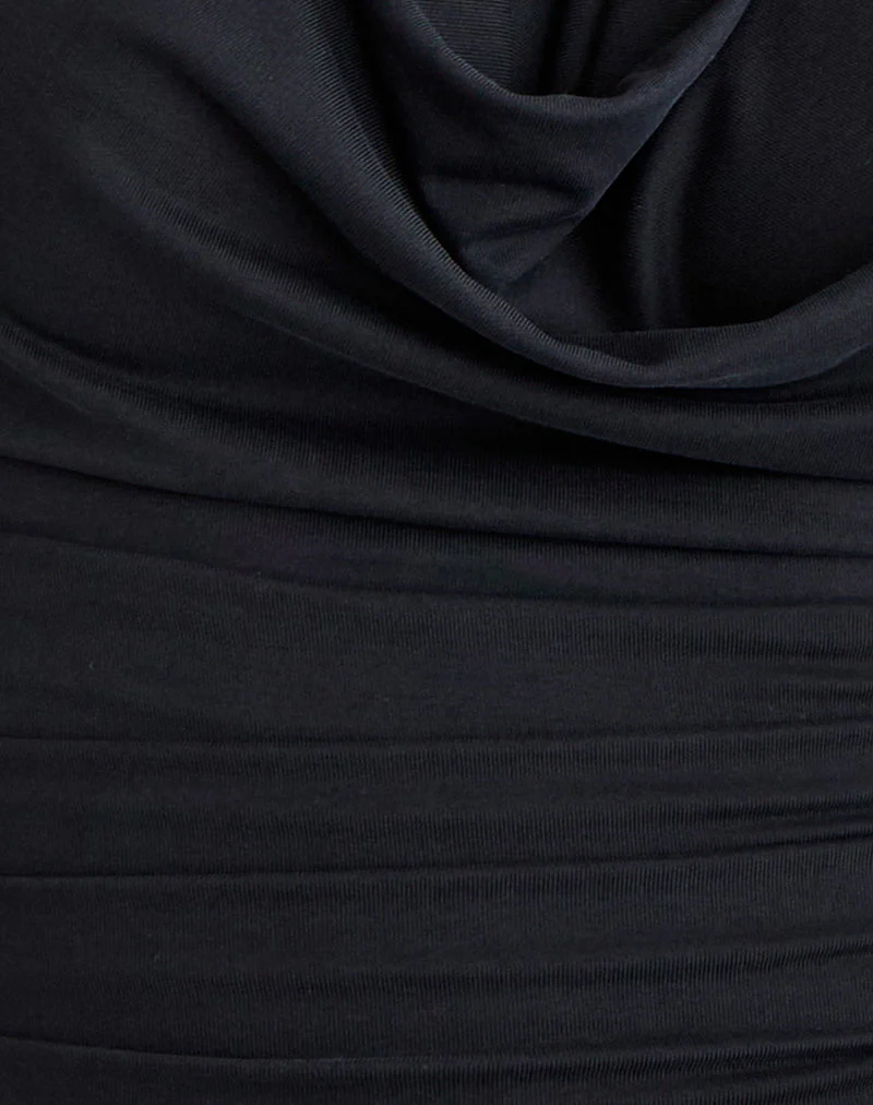 Nyra High Neck Top in Cupro Black - Image 7
