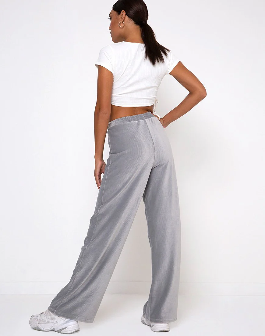 Obeli Trouser in Velvet Rib Grey - Image 4