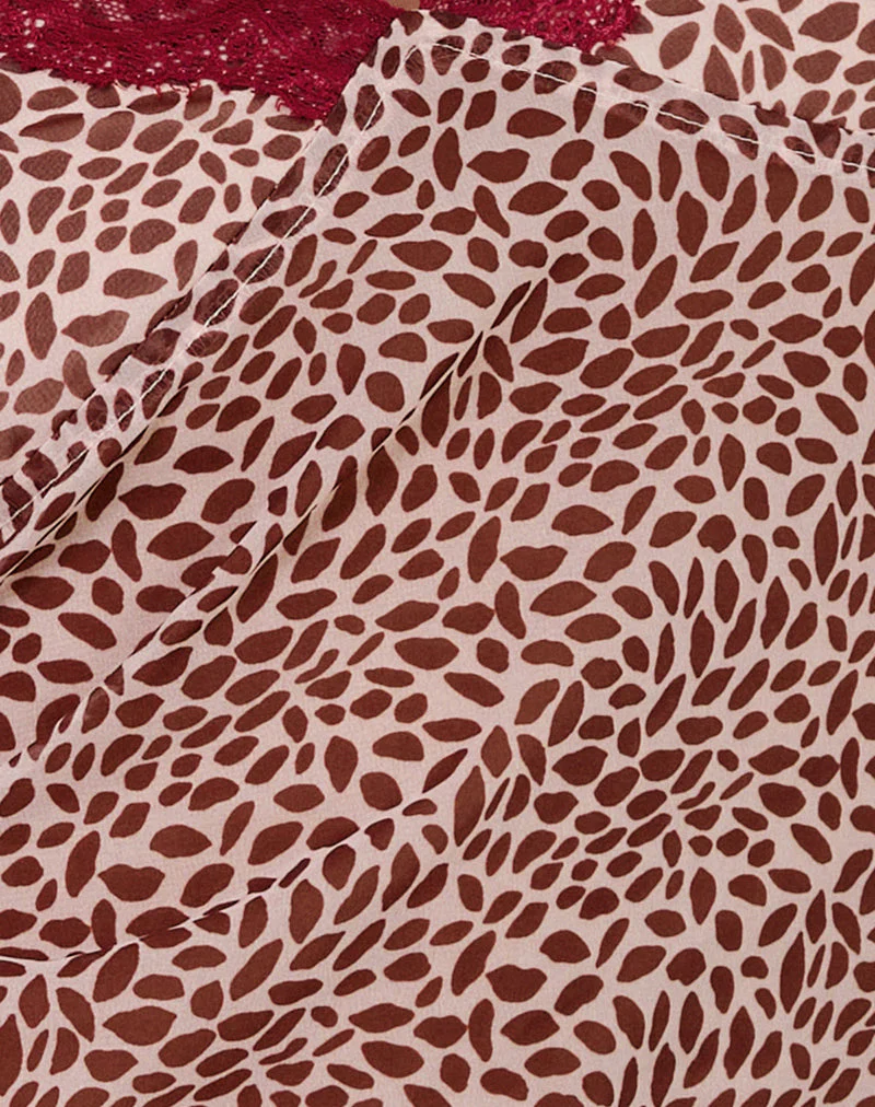 Obiwa Cami Top in Pink and Brown Lips Print - Image 6