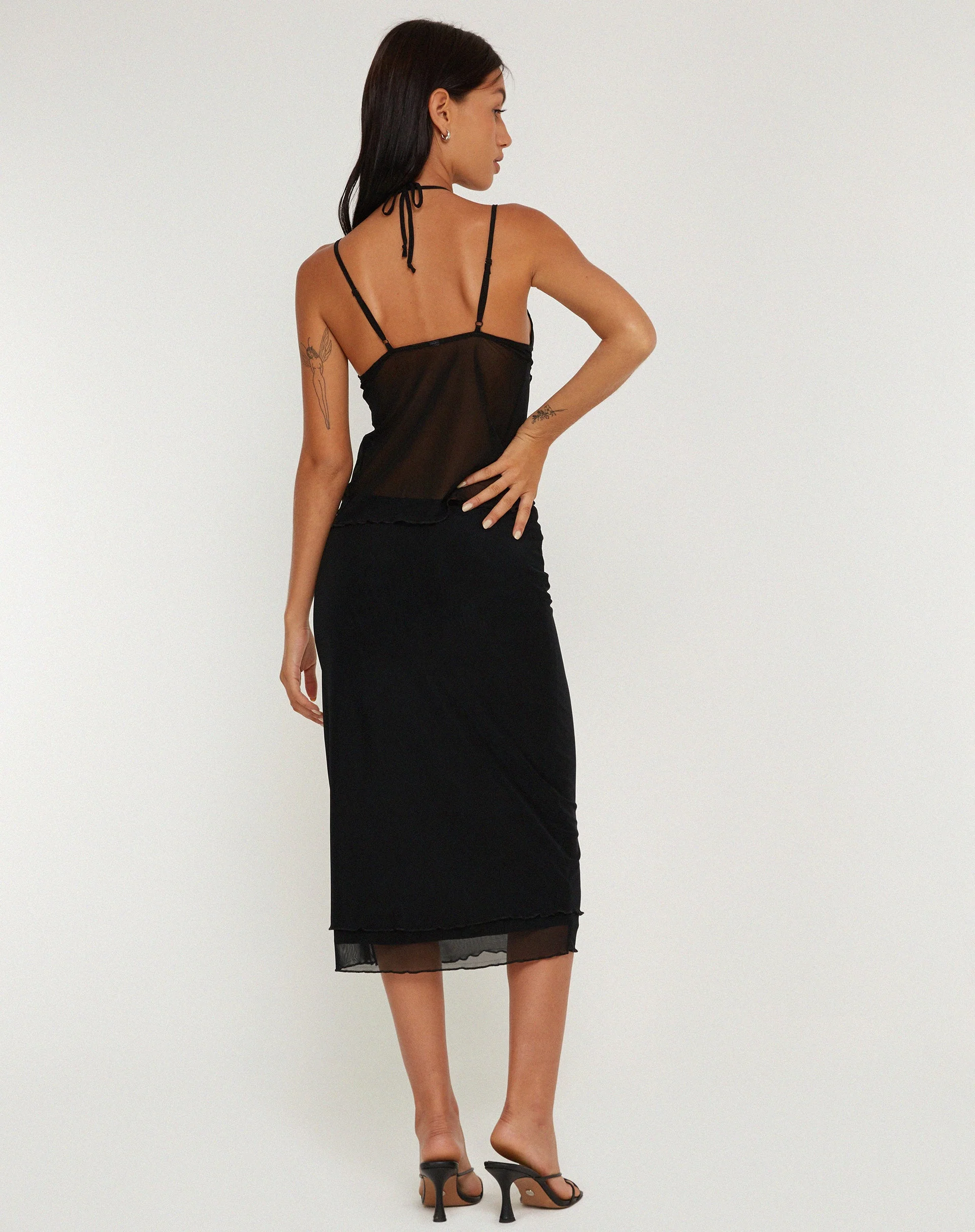 Olgira Mesh Halterneck Vest Top in Black - Image 5