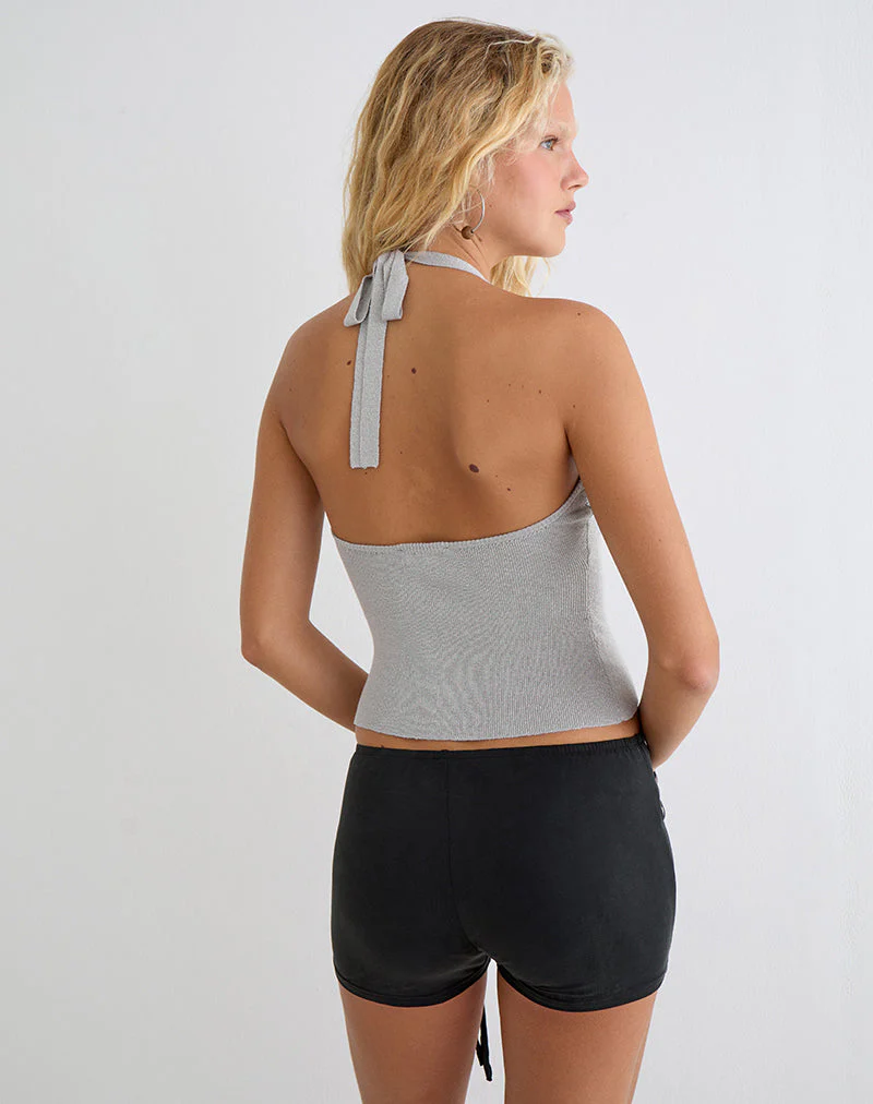 Oliga Short with Eyelets and Wrap Tie in Black - Image 5