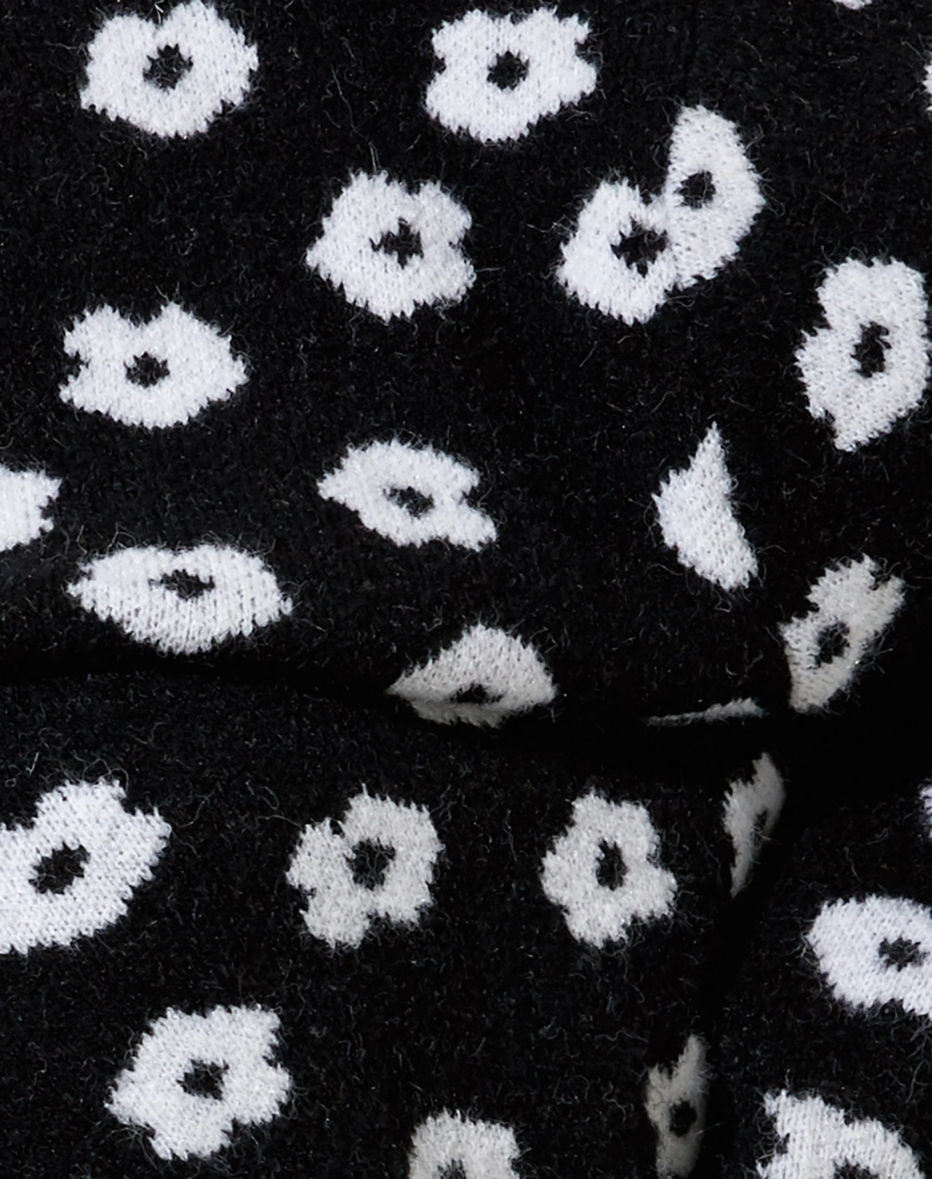 Olina Cropped Cardi in Knit Black Daisy White - Image 8
