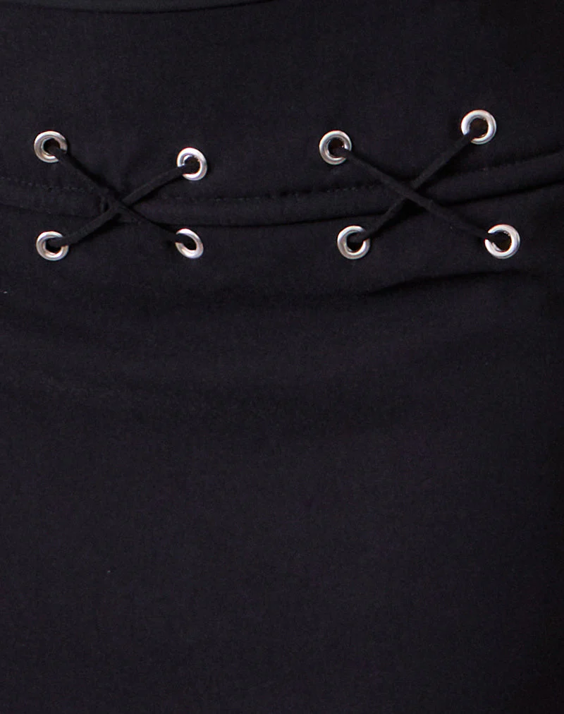 Olma Lace Up Mini Skirt in Tailoring Black - Image 7