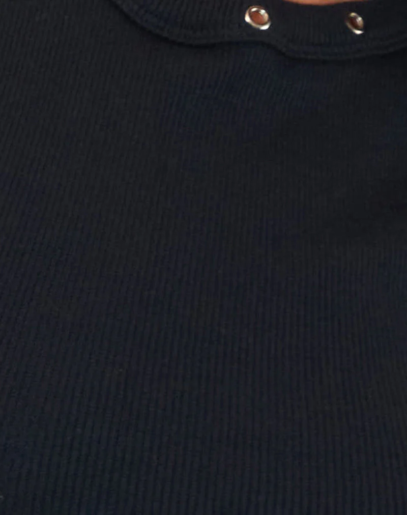 Omari Eyelet Tank Top in Rib Black - Image 6