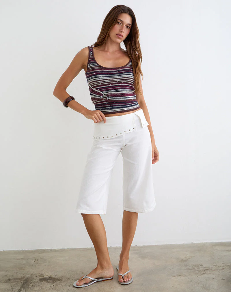 Oren Capri Trouser in Ivory with Studs - Image 2