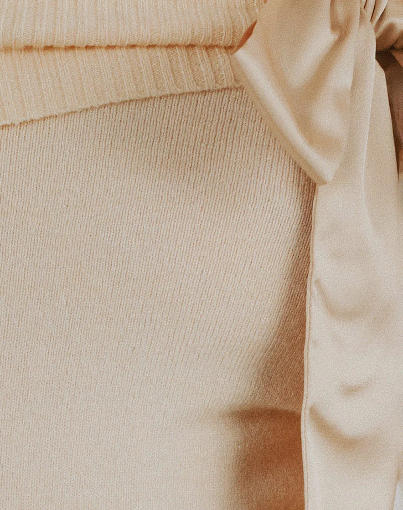 Orianne Long Sleeve Bardot Top in Knit Buttercream - Image 6