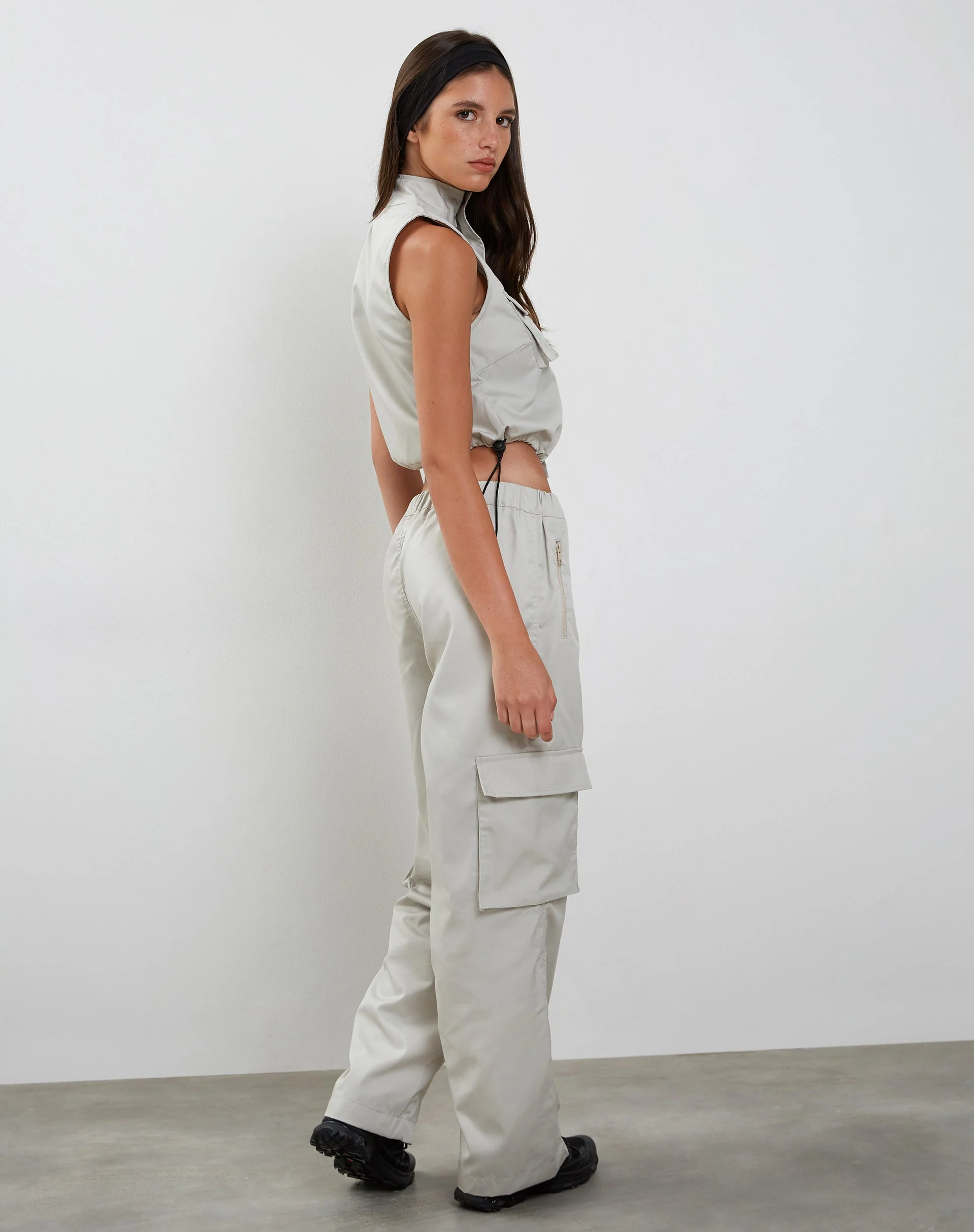 Oriells Cargo Trouser in Pearl Grey - Image 3