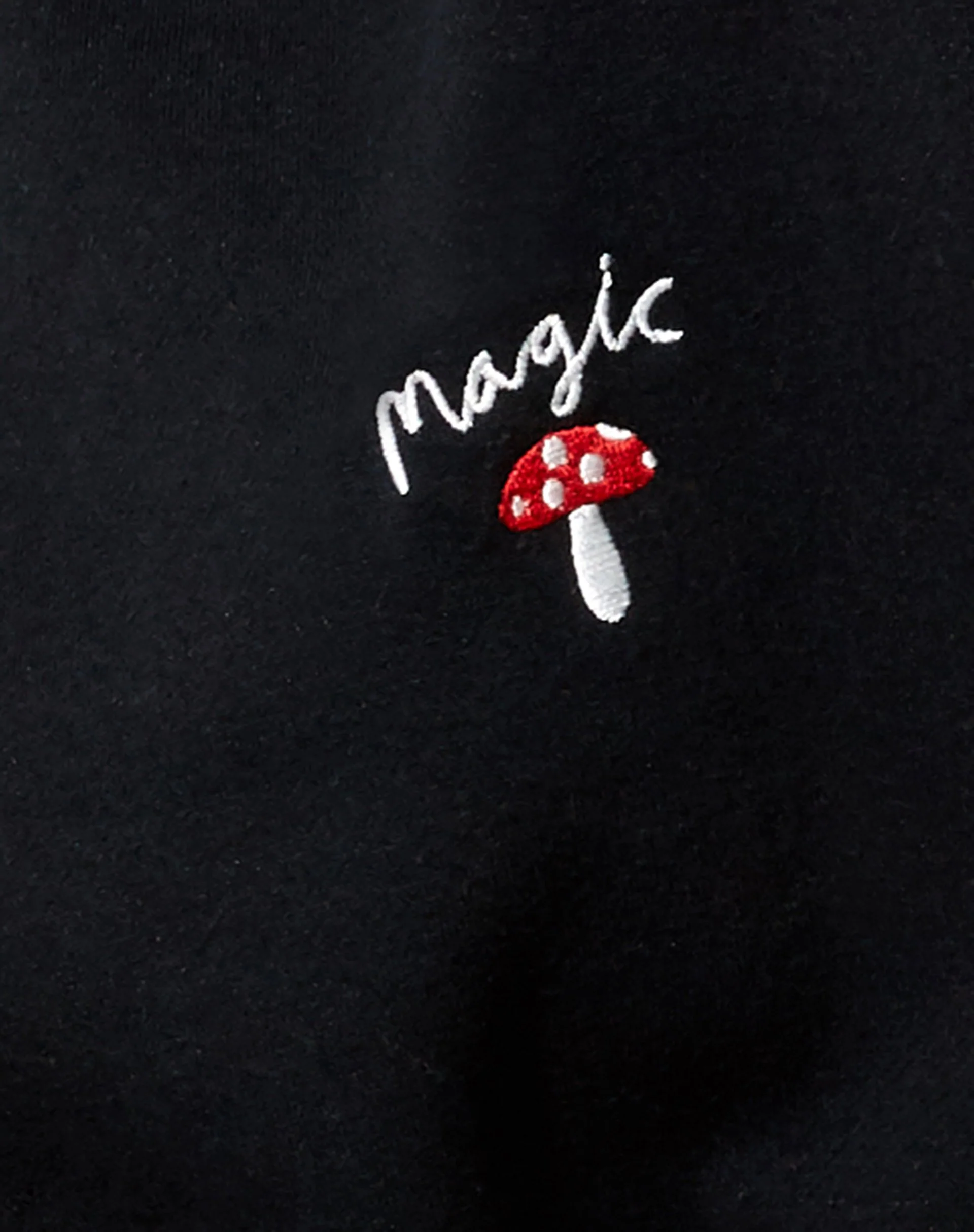 Oversize Hoodie in Black Mushroom Red Embro - Image 5