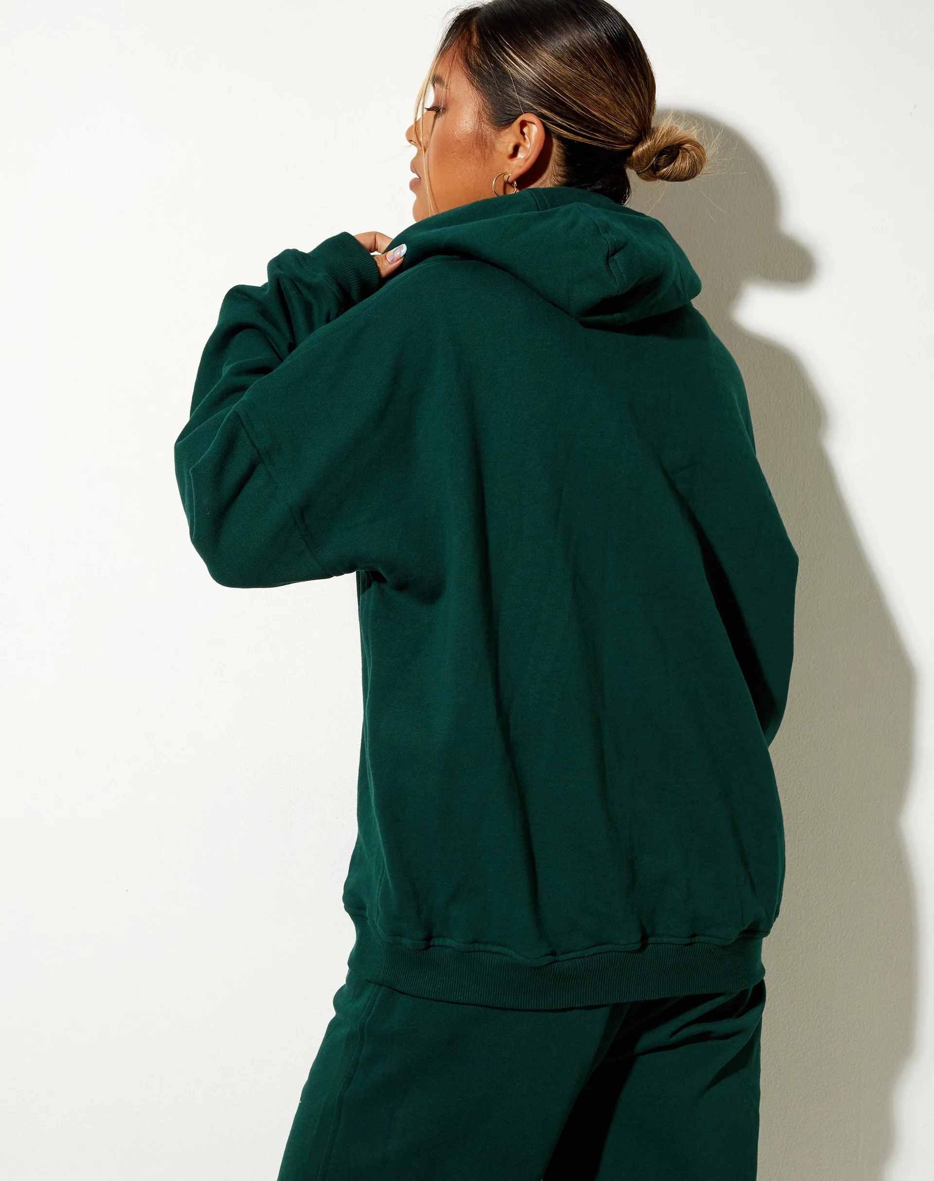 Oversize Hoodie in Bottle Green Cupid Embro - Image 2
