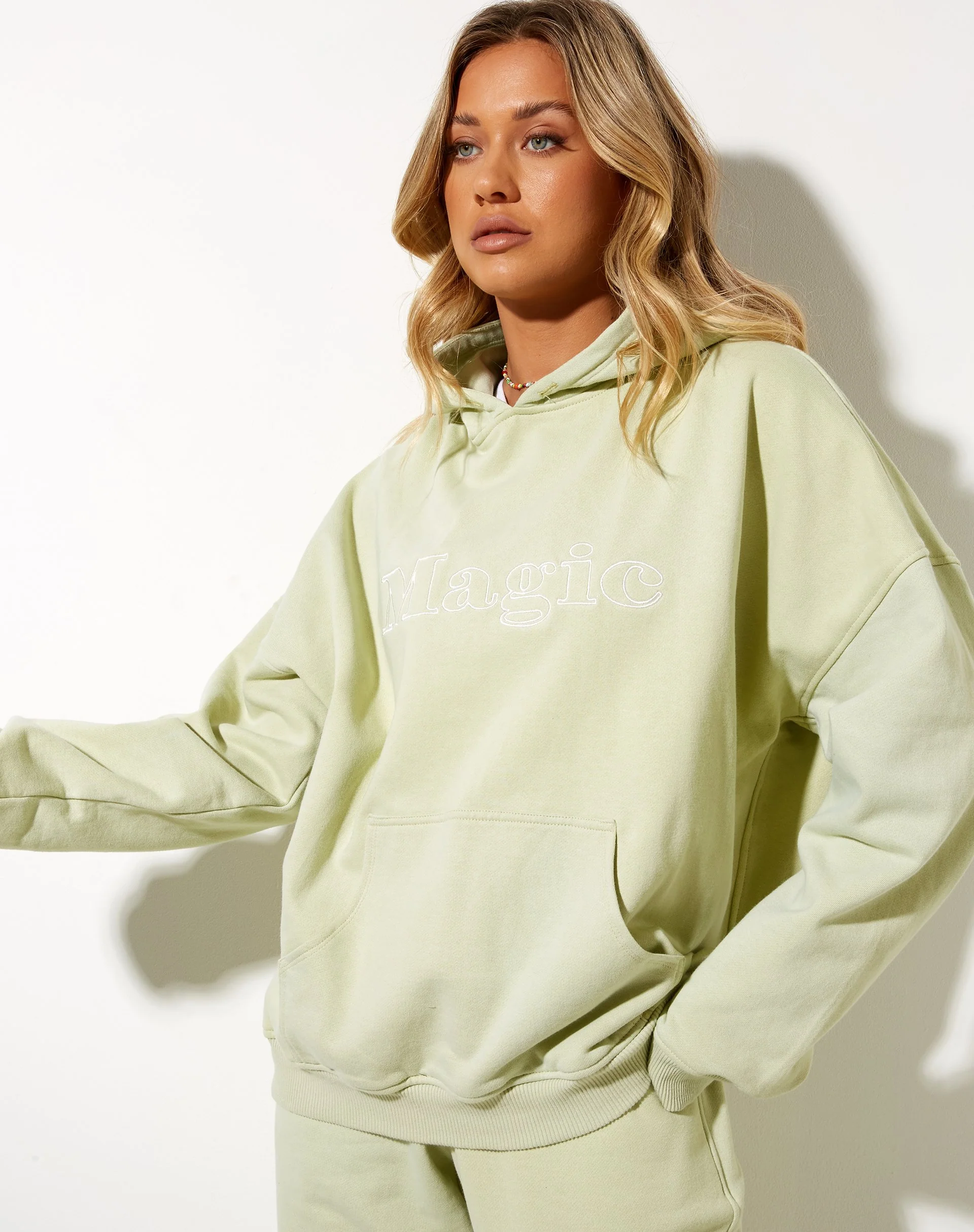 Oversize Hoodie in Green Graffiti Magic Embro - Image 5