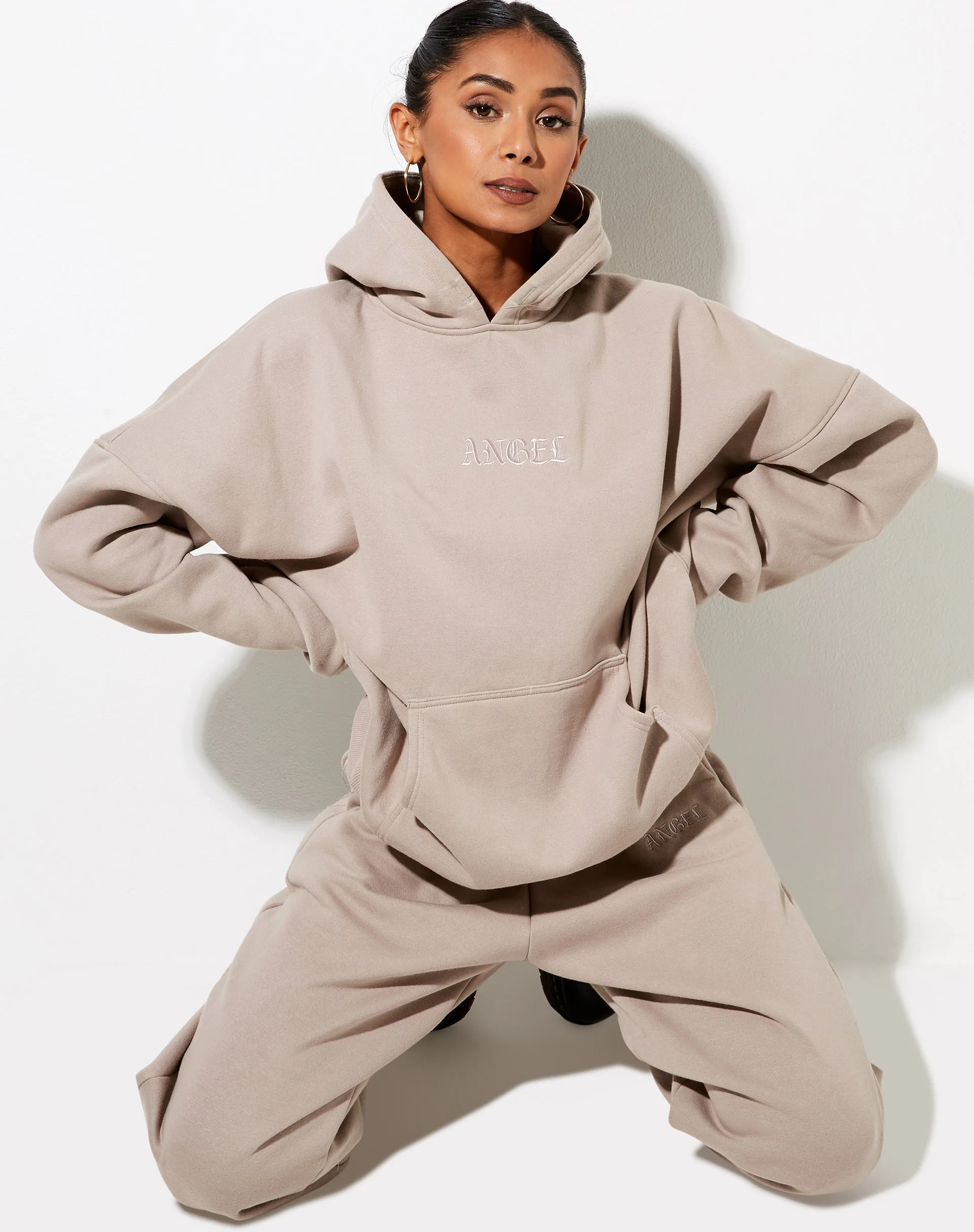 Oversize Hoodie in Mushroom 'Angel' Embro - Image 2