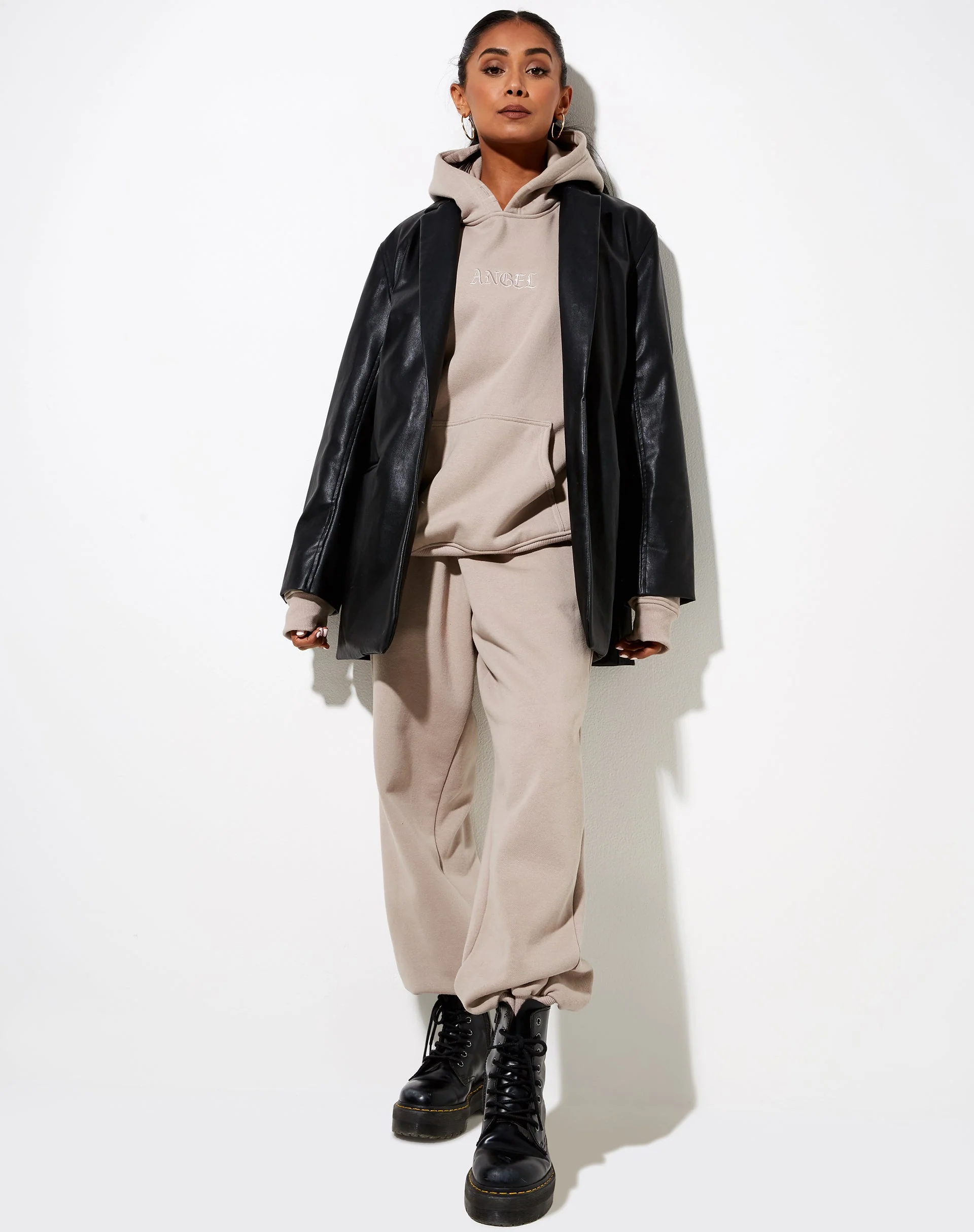 Oversize Hoodie in Mushroom 'Angel' Embro - Image 5