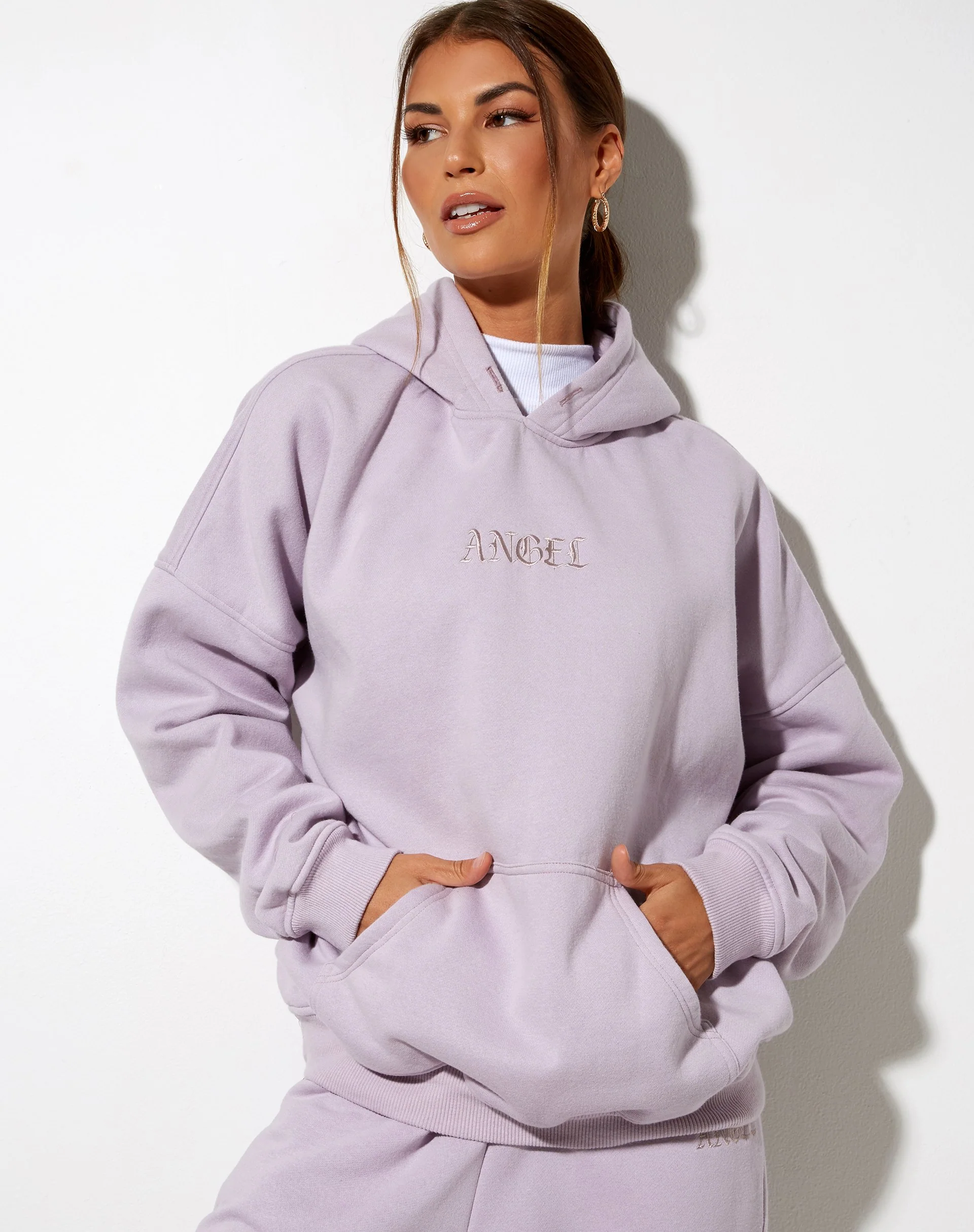 Oversize Hoodie in Violet 'Angel' Embro - Image 4