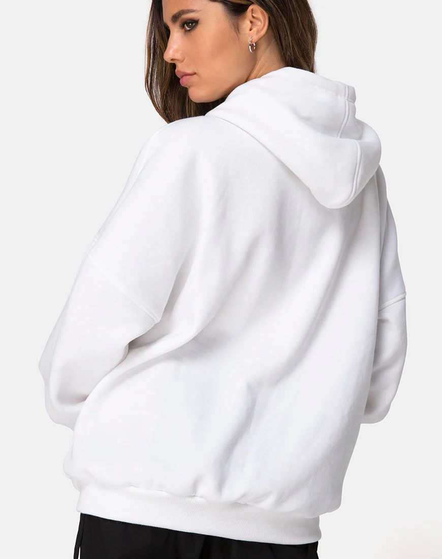 Oversize Hoody in White I Want it Embro - Image 2