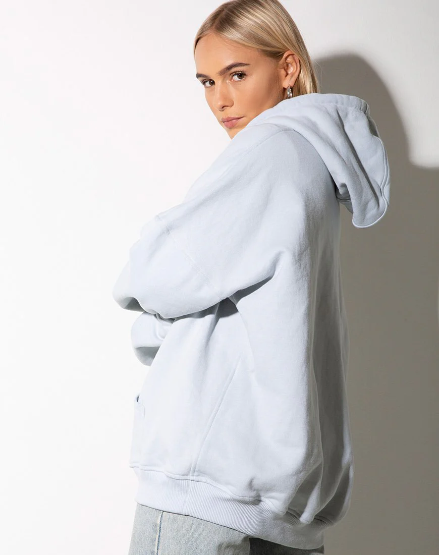 Oversize Hoody in Baby Blue with Lemon 'Angel' Embro - Image 7