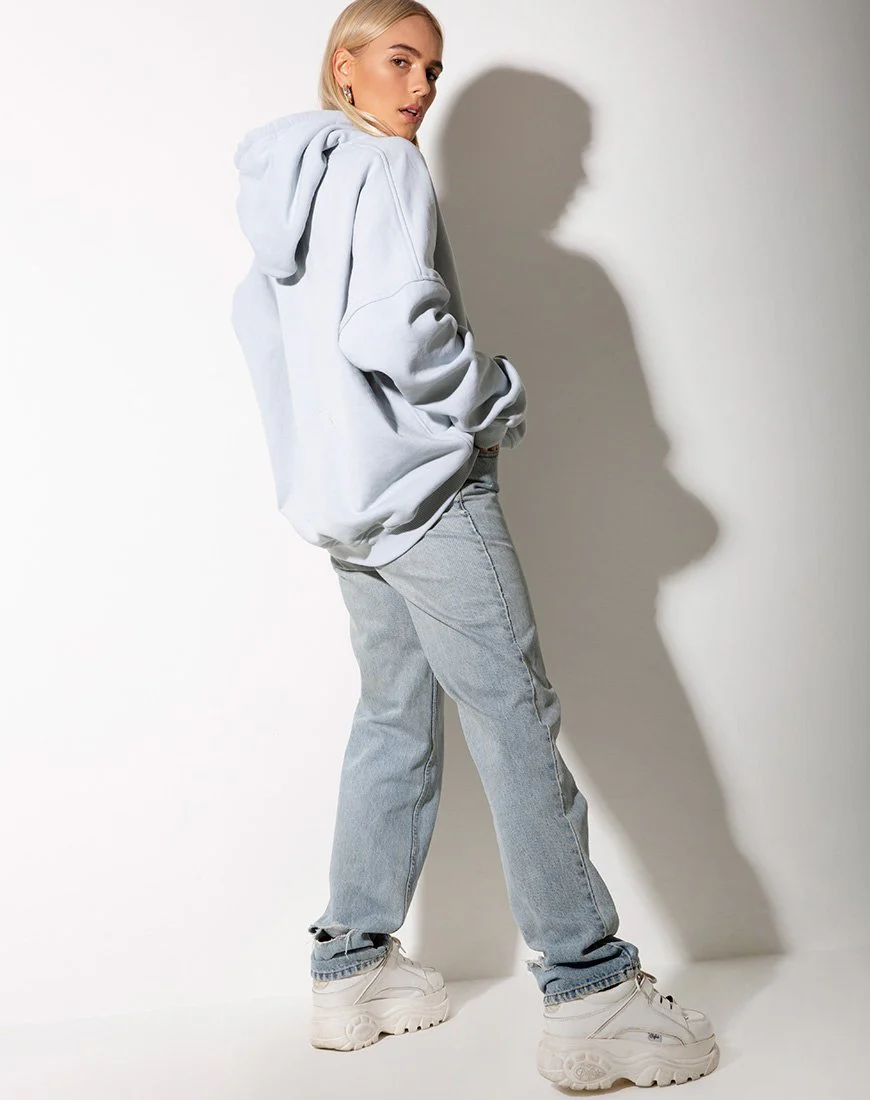 Oversize Hoody in Baby Blue with Lemon 'Angel' Embro - Image 9
