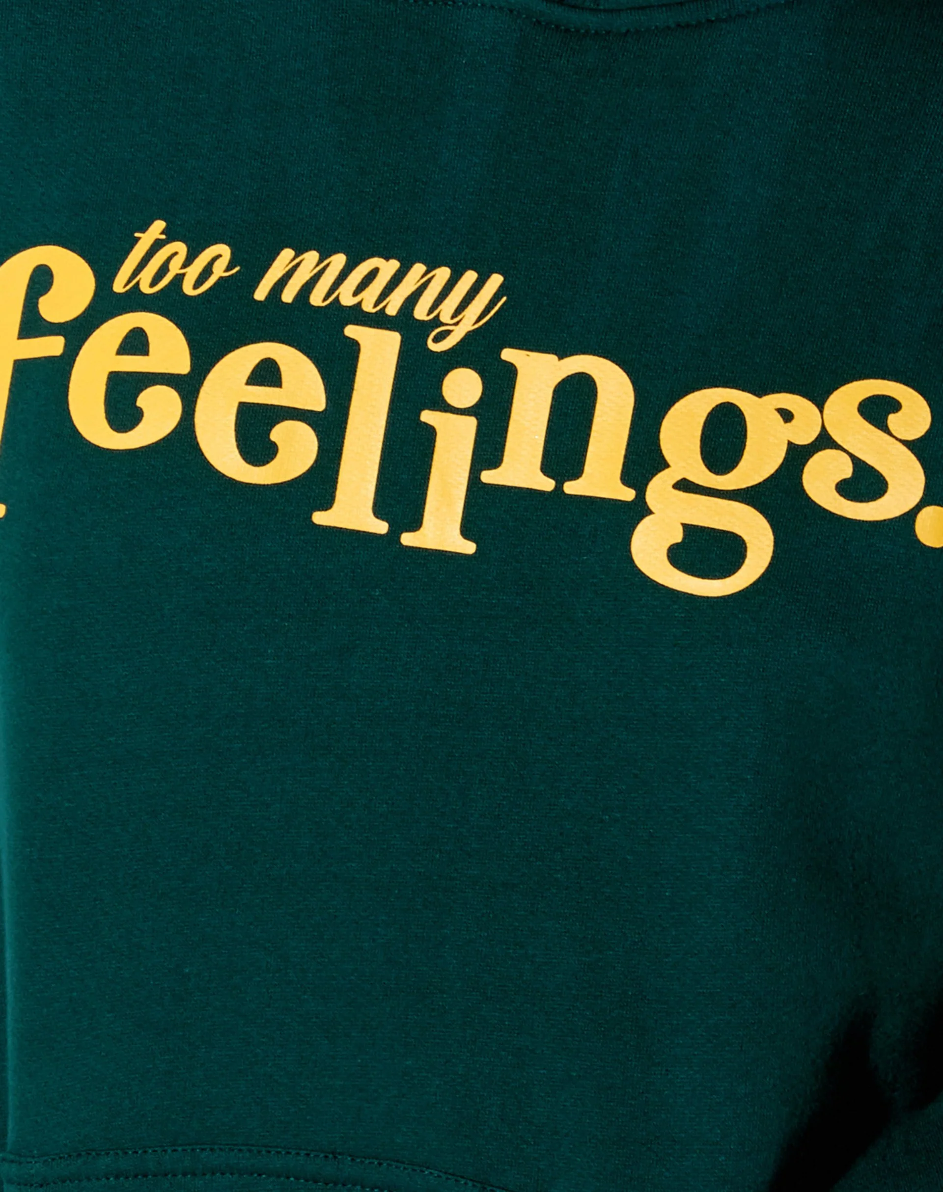 Oversize Hoody in Bottle Green 'Too Many Feelings' - Image 5